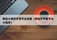 微信小程序开发平台设置（微信开发者平台 小程序）